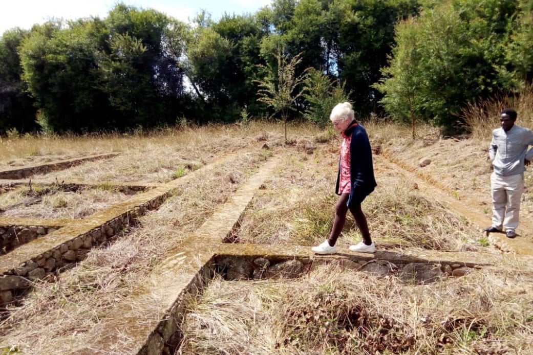 Kay Oursler (left) and a friend (right) surveys the land where Sawata will be built. Photo courtesy of Kay Oursler.